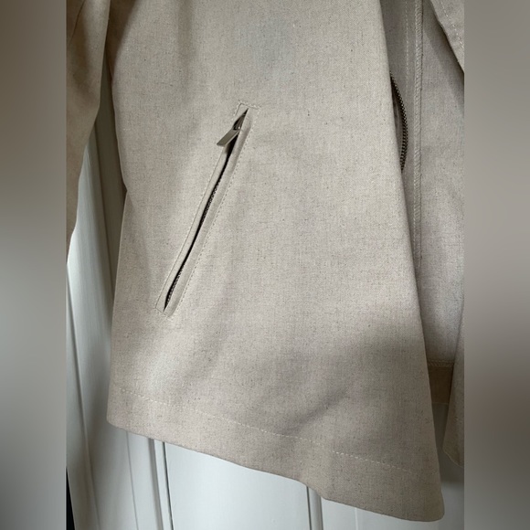Dolce Cabo linen blend moto light weight jacket asymmetrical zip EUC size Small - Picture 4 of 6